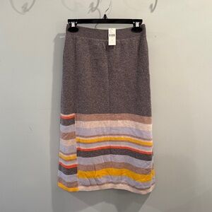 Anthropologie Moth Women Striped Knit Multicolor Sweater Skirt Wool Blend Sz M N